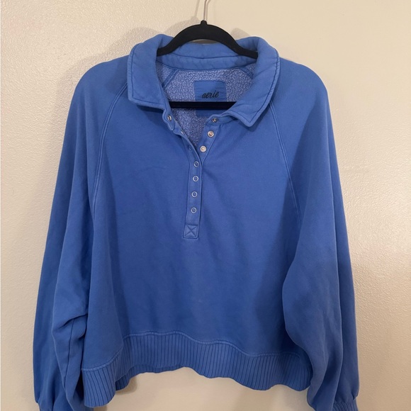 aerie Jackets & Blazers - Aerie Light Blue Textured Pullover